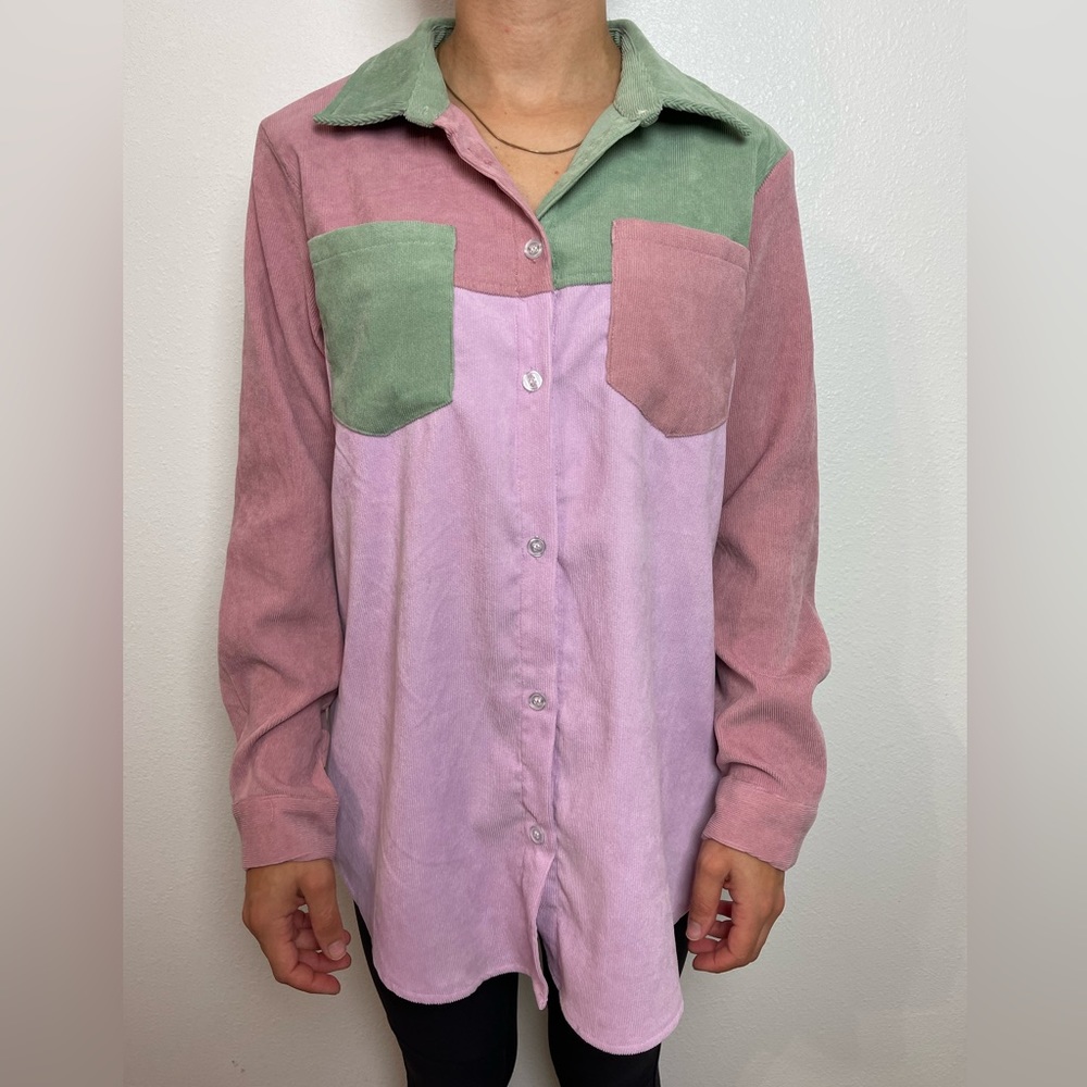 XS Duo Tone Oversized Button Up Corduroy
